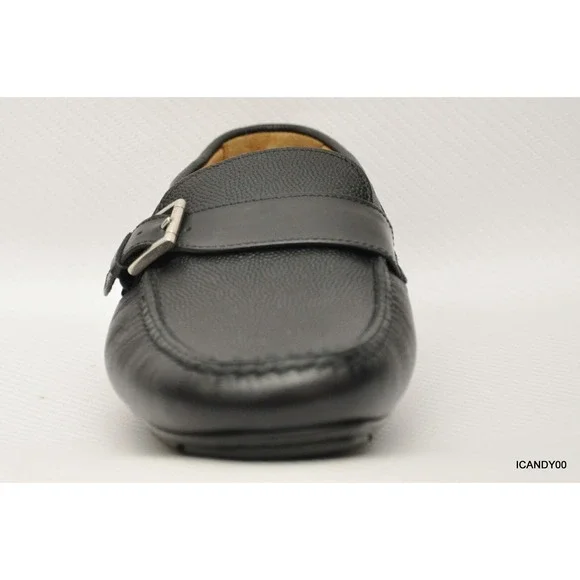 Salvatore Ferragamo Italy Pebbled Leather Moc Driving Loafer Slip-On Black 9 New